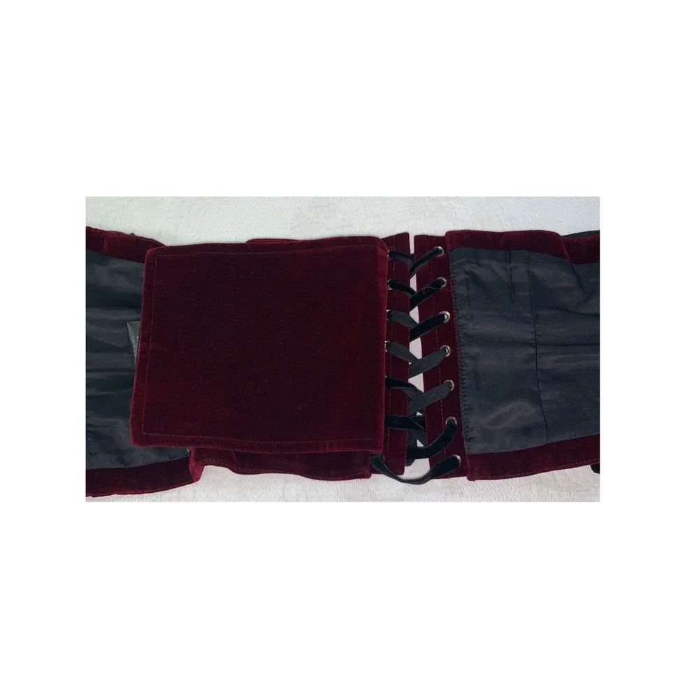 Punk Rave Burgundy Velvet Rose Lace Corset Belt Steampunk Whimsigoth WS-790YDF